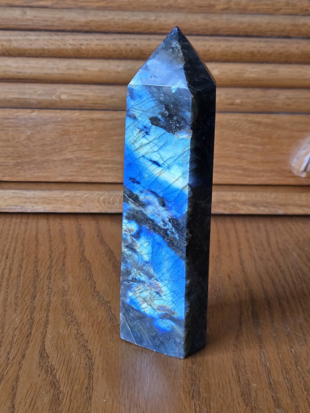 862G labradorite obelisk crystal tower wand point healing 1.9 Lbs 7.5 Inch Tall